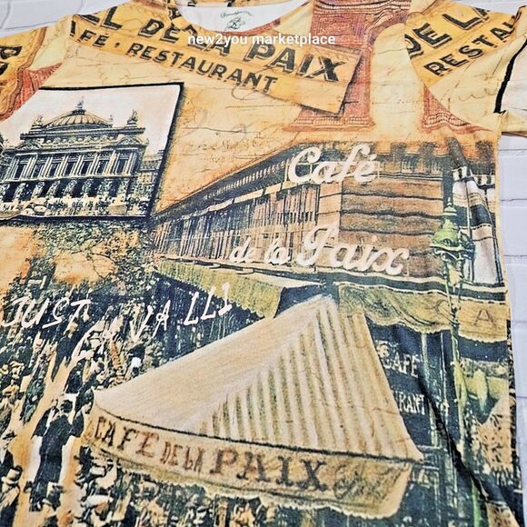 vtg Steven land art t-shirt all over print Paris cafe de la paix street 3XL - Picture 3 of 8
